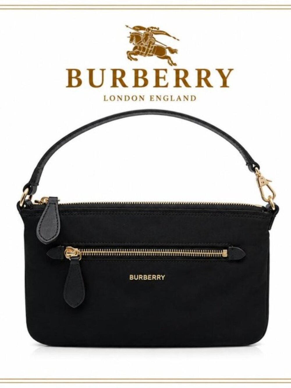 Burberry NWT Authentic Black Nylon Mini Pochette Bag